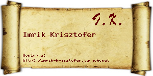 Imrik Krisztofer névjegykártya